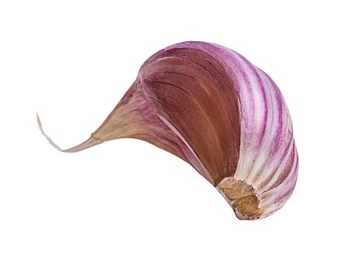 Beyaz arkaplanda sarımsak izole edilmiş.