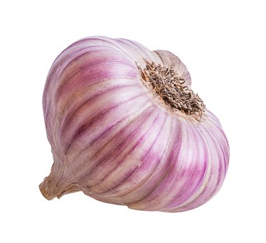 Beyaz arkaplanda sarımsak izole edilmiş.