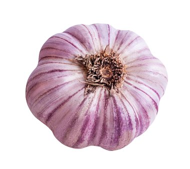 Beyaz arkaplanda sarımsak izole edilmiş.