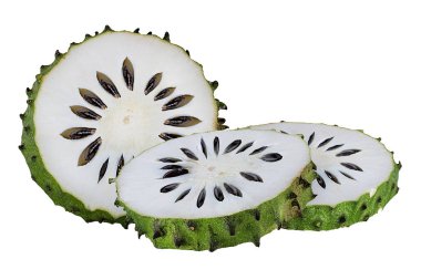 Beyaz arka plan üzerinde izole Annona muricata.oursop meyve (şeker elma, ustard elma)
