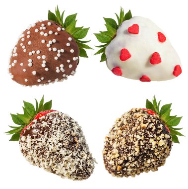 Beyaz arka plan üzerinde izole çikolata çilek