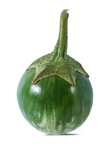 Thailändsk Aubergine Kermit Eller Lao Grön Randiga Auberginer Isolerade — Stockfoto