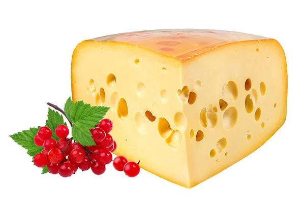 Frischkäse Und Viburnum Isoliert Auf Weißem Hintergrund — Stockfoto