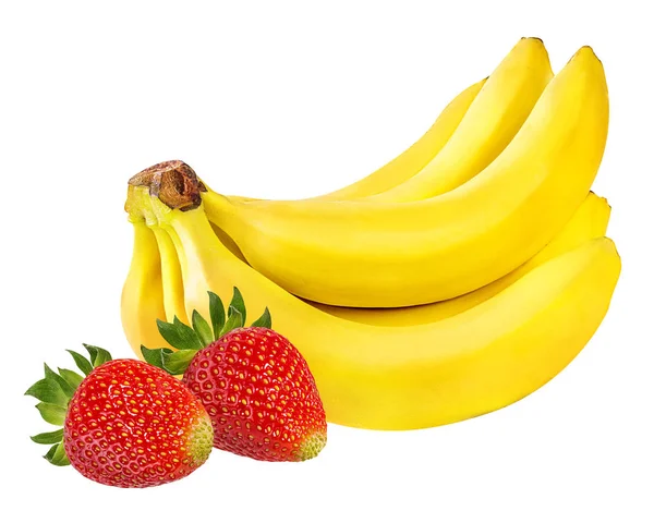 Bananen Aardbeien Geïsoleerd Whit — Stockfoto