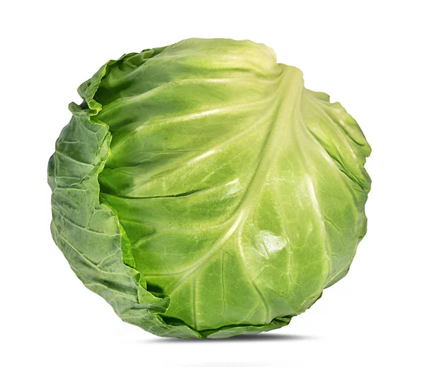 Green Cabbage Isolated White Background — Stock Photo, Image