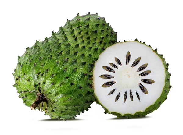 Beyaz arka plan üzerinde izole Annona muricata.oursop meyve (şeker elma, ustard elma)