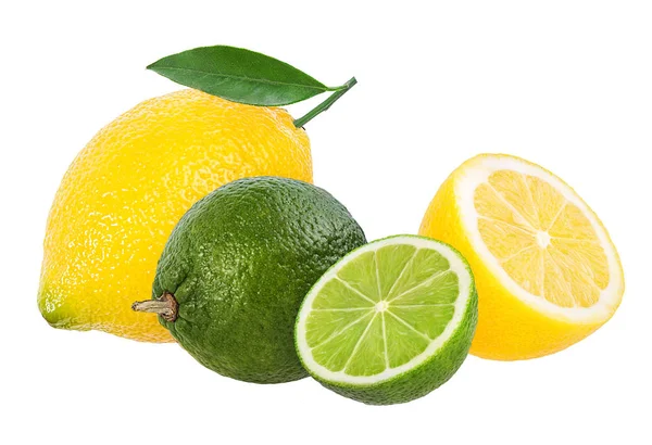 Fresh Lemon Lime Isolated White Background — Stock Photo, Image