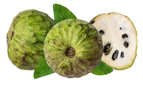 Cherimoya Üzerinde Beyaz Izole Meyve — Stok fotoğraf