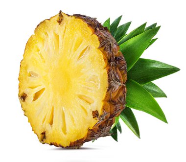 Beyaz arkaplanda izole edilmiş taze ananas