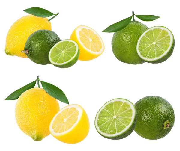 新鮮なレモンとライムの白い背景で隔離 — ストック写真