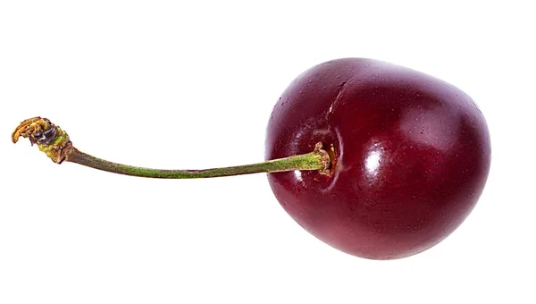 Cherry Dengan Daun Terisolasi Latar Belakang Putih — Stok Foto