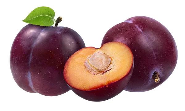 Plum Een Witte Achtergrond — Stockfoto