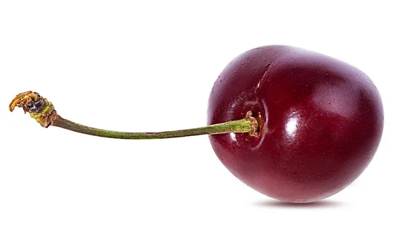 Cherry Dengan Daun Terisolasi Latar Belakang Putih — Stok Foto