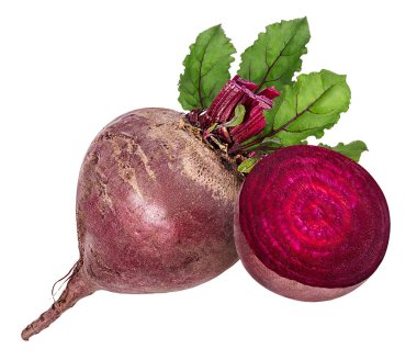 Beyazın üzerinde yaprakları olan pancar.