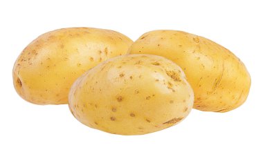 Beyaz arkaplanda izole edilmiş patates