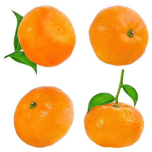 Tangerine Mandarijn Vruchten Geïsoleerd Witte Achtergrond — Stockfoto