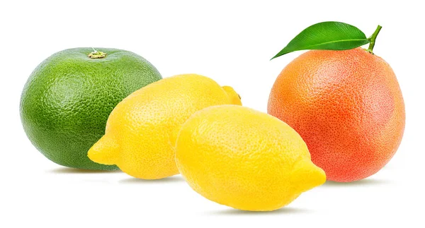 Conjunto Frutas Cítricas Toranja Doçura Oroblanco Pomelit Limão Isolado Sobre — Fotografia de Stock