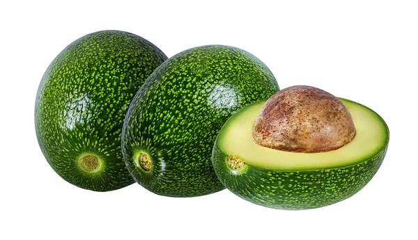 Verse Avocado Vruchten Geïsoleerd Een Witte Achtergrond Met Uitknippad — Stockfoto