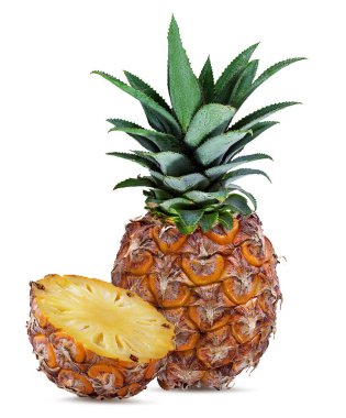 Beyaz arkaplanda izole edilmiş taze ananas