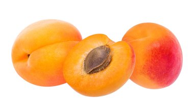 Kayısı beyaz arkaplanda izole edildi