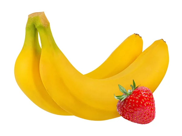 Bananen Und Erdbeeren Isoliert Pfingsten — Stockfoto