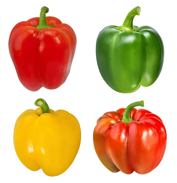 Red Green Yellow Peppers Isolated Clipping Path — Stock Photo, Image