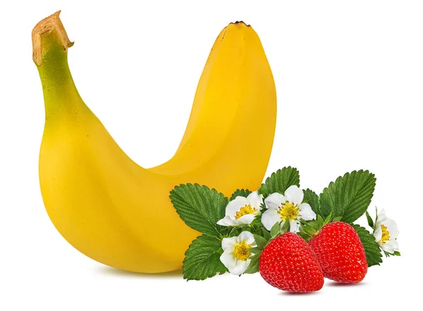 Bananen Und Erdbeeren Isoliert Pfingsten — Stockfoto