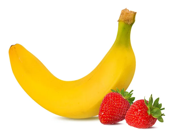 Bananen Und Erdbeeren Isoliert Pfingsten — Stockfoto