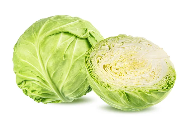 Green Cabbage Isolated White Background — Stock Photo, Image