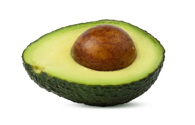Beyaz arkaplanda kırpma yolu ile izole edilmiş taze avokado meyveleri
