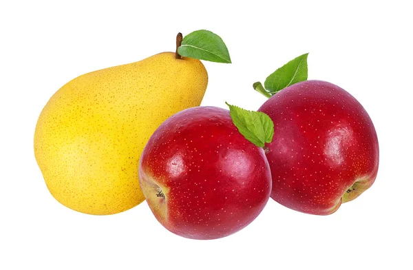 Manzanas Pera Aisladas Sobre Fondo Blanco —  Fotos de Stock