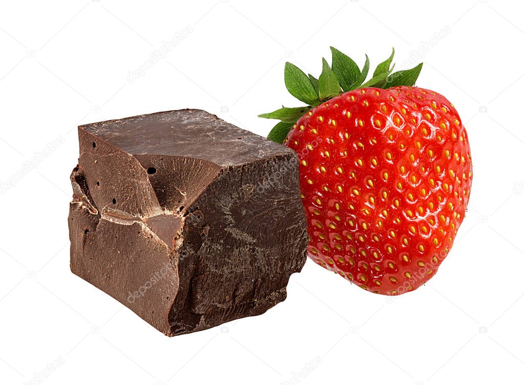 strawberry and chocolate isolated on the white background