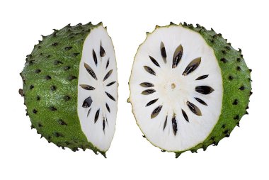 Beyaz arka plan üzerinde izole Annona muricata.oursop meyve (şeker elma, ustard elma)