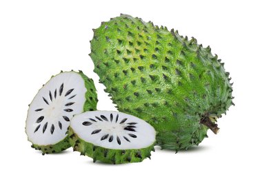 Beyaz arka plan üzerinde izole Annona muricata.oursop meyve (şeker elma, ustard elma)