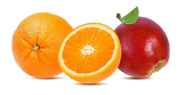 リンゴとオレンジ色の白い背景で隔離 — ストック写真