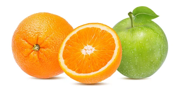 Яблуко Апельсин Ізольовані Білому Тлі — стокове фото