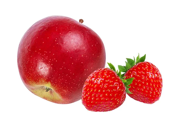 リンゴとイチゴは 白い背景で隔離 — ストック写真