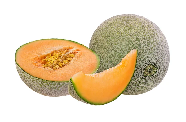 Melon Izolowany Białym Tle — Zdjęcie stockowe