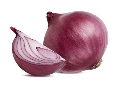 beyaz arkaplanda izole edilmiş mor soğan.
