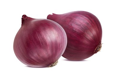 beyaz arkaplanda izole edilmiş mor soğan.