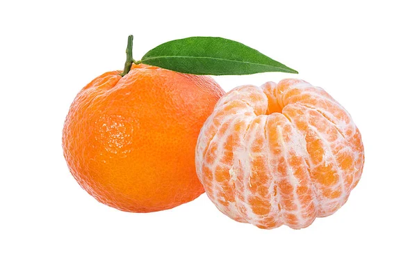 Plody Mandarín Tangerine Izolované Bílém Pozadí — Stock fotografie