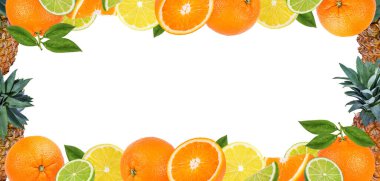 Metin için meyve çerçevesi, turunçgil çerçevesi, arkaplan boşluğu.