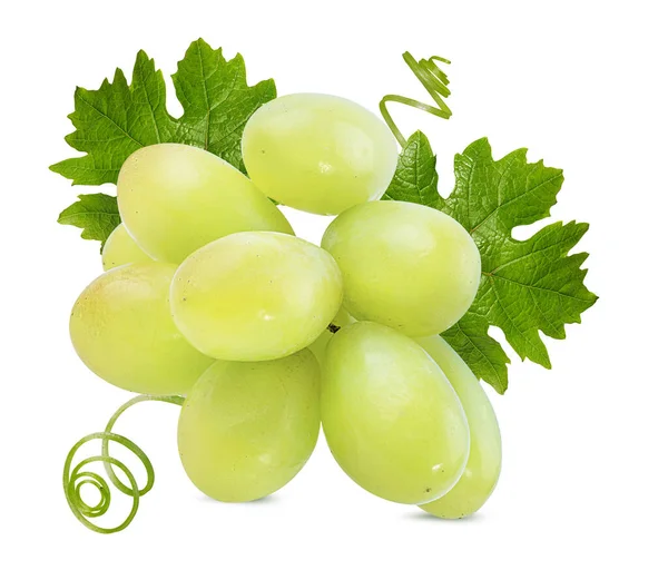 Uvas Verdes Frescas Aisladas Sobre Fondo Blanco — Foto de Stock