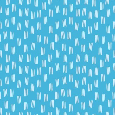 Mavi çizgi çizgileriyle çok az soyut ve kusursuz tekrar. Vektör çizimi. Dağınık mavi elin basit, pürüzsüz deseni, tekstil duvar kağıtları kırtasiye ambalajı ve modern minimalist tasarım projeleri için ideal çizgiler çizer.