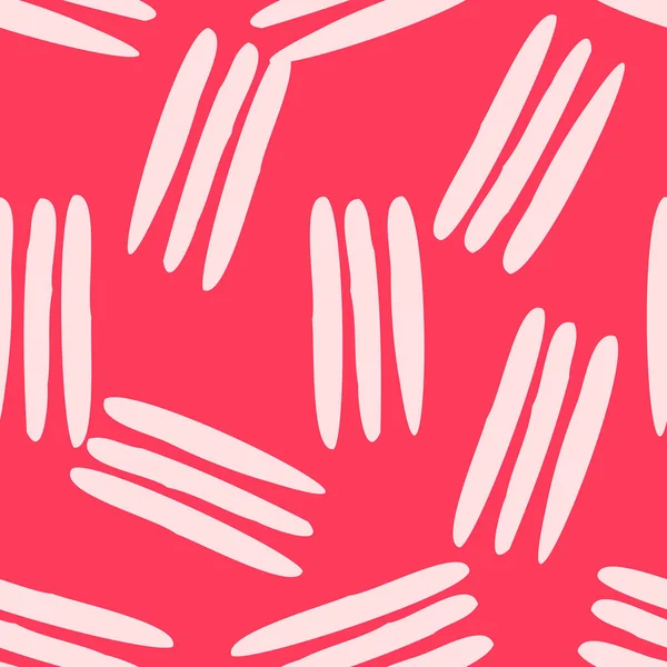 Kalın pembe arka planda beyaz fırça darbeleriyle hareketli, pürüzsüz bir desen. Modern vektör biçiminde ambalaj, kumaş, dijital duvar kağıdı, ambalaj kağıdı ve yaratıcı yüzey tasarımları için harika..