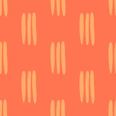 Turuncu arka planda kalın fırça darbeleri içeren modern, pürüzsüz desen. Kumaş, duvar kağıdı, ambalaj, ambalaj, kırtasiye, dijital yüzeyler ve çağdaş dekoratif kullanım için ideal.