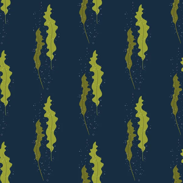 Бесшовный морской узор с водорослями Kelp или Laminaria . — стоковый вектор