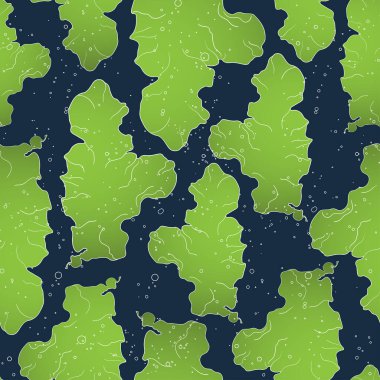 Ulva lactuca yosunlu, kusursuz deniz şablonu. Yenebilir yeşil algler koyu mavi arkaplanda izole edilmiş..