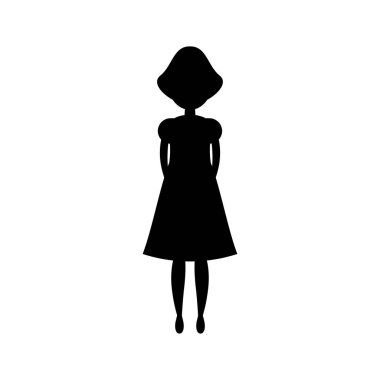 Siyah siluet kadın ayakta, vektör