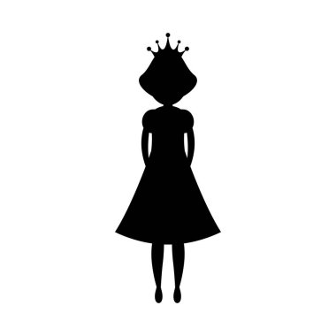 Siyah siluet prenses vektör illüstrasyon